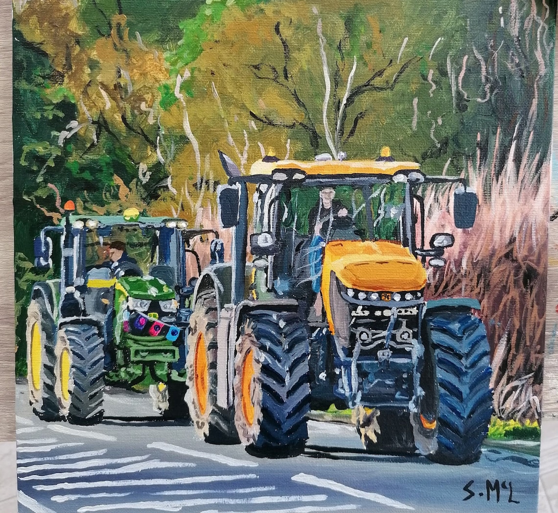 Custom Tractor Painting. Commission. Acrylic painting. Canvas. Etsy