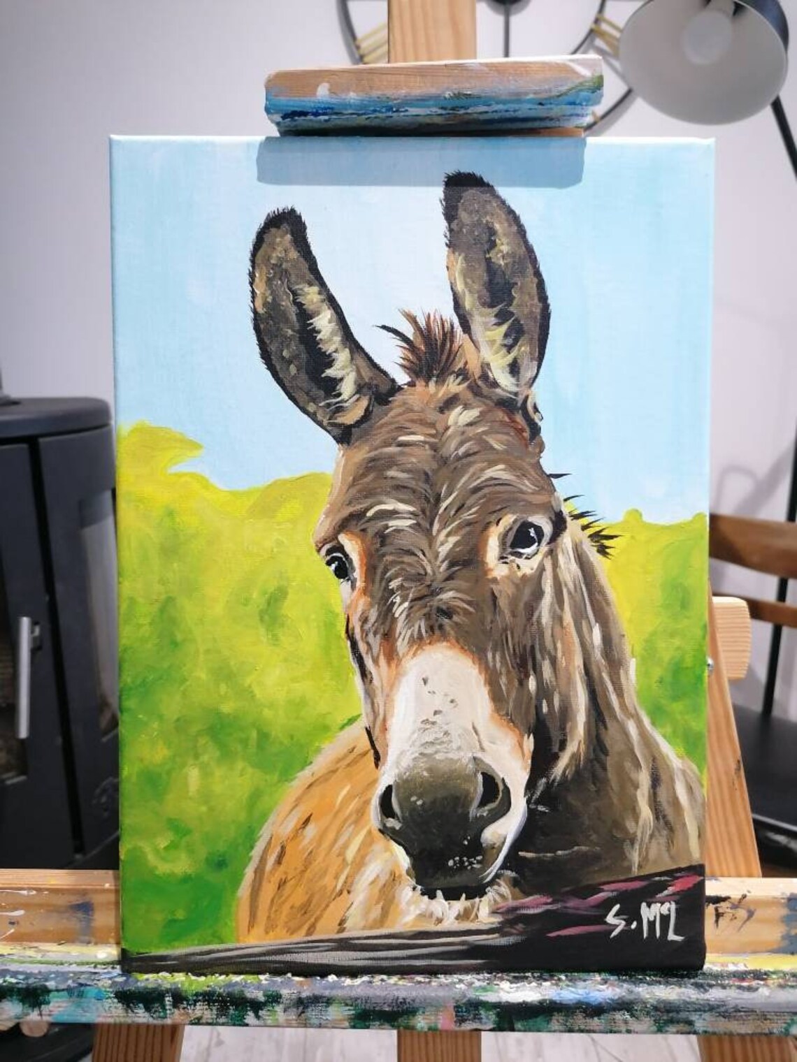 Acrylic donkey painting. Canvas donkey. Donkey art. Donkey Etsy
