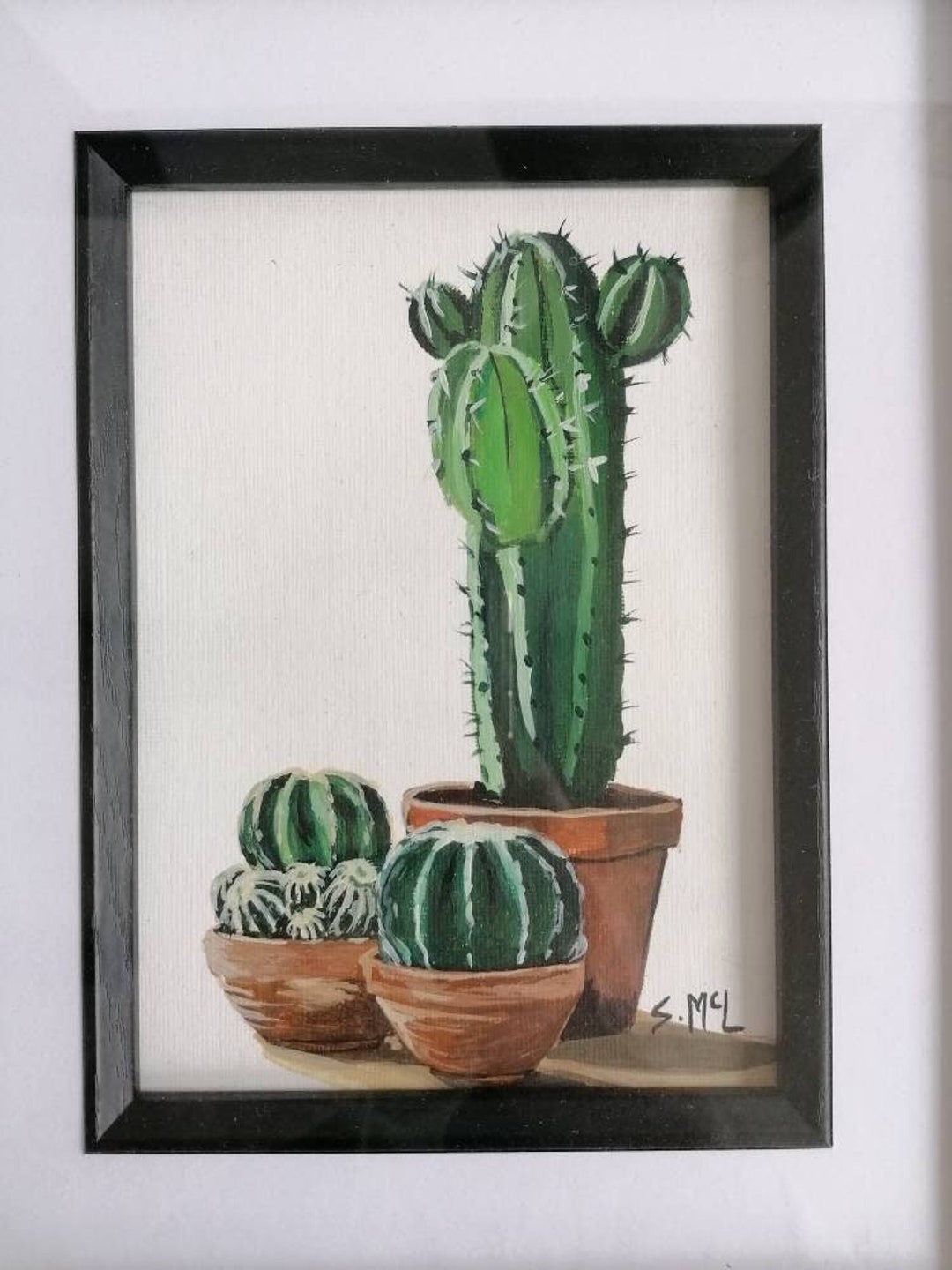 Potted Cactus Painting: Original Acrylic Plant Print (5x7, A4) - Etsy