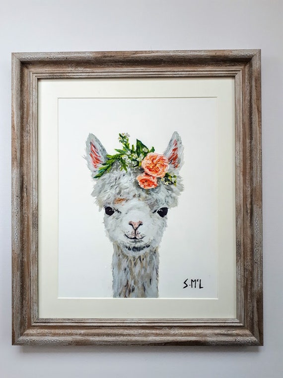 Download Floral Llama Painting Llama Print Signed Print Nursery Etsy