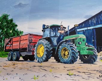 Custom Tractor Acrylic Painting: Personalized Farm Machinery Art