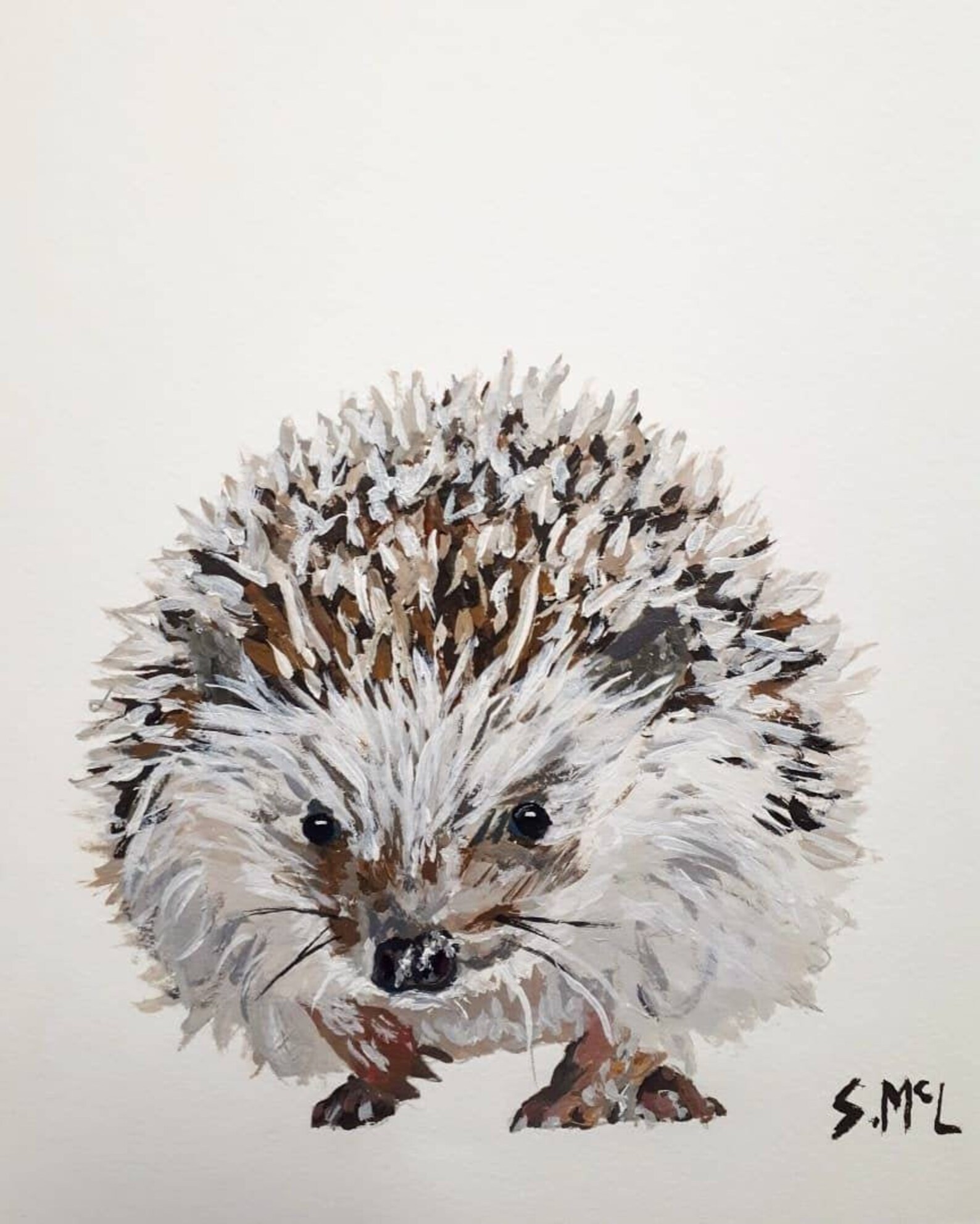 Hedgehog Painting. Acrylic. Print. Signed. Hedgehog Print. Etsy