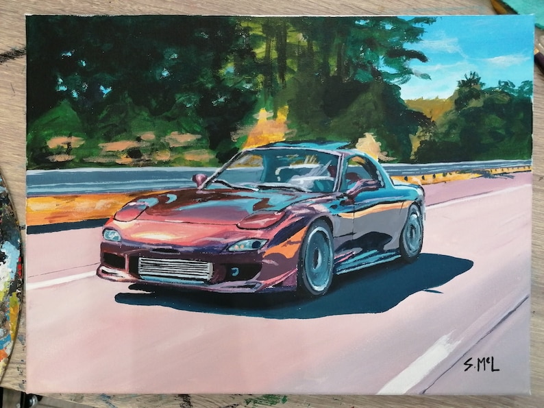 Custom car painting. Acrylic painting. car art. cars. car shows. Original. vehicle. Car lover gift. Personalised painting. Car picture. image 1