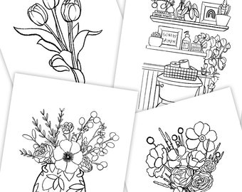 10 Coloring Pages | Plants and Flowers | Collection No. 03 | Print-at-home