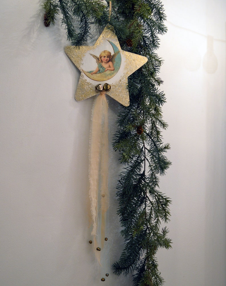 Victorian Christmas Angel Wall Decor Vintage Christmas Angel Etsy