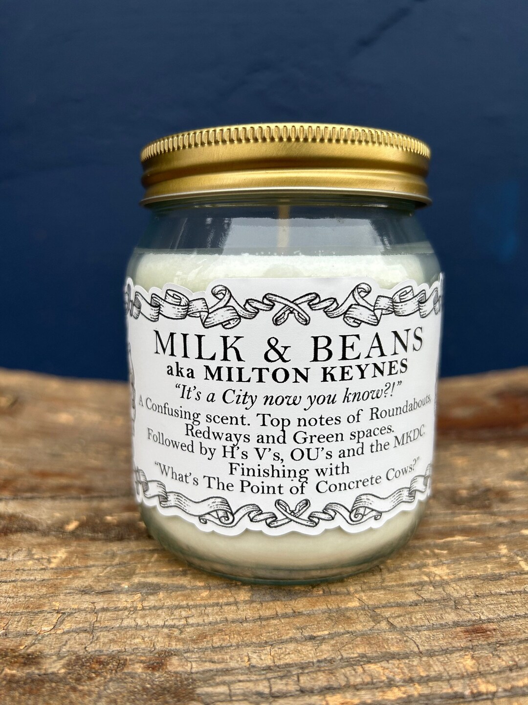 MILK & BEANS Aka Milton Keynes, Funny Candle, Lovely Scented Candle