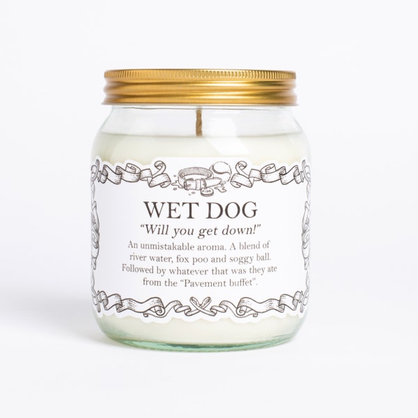 WET DOG. Funny, Lovely Scented Candle, Gift Dog lover , Friends, Birthday, Christmas, Joke Gift, Funny Candle