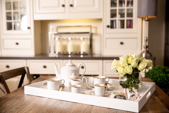 Large White Black Gold Gloss Lacquered Rectangular Coffee Etsy