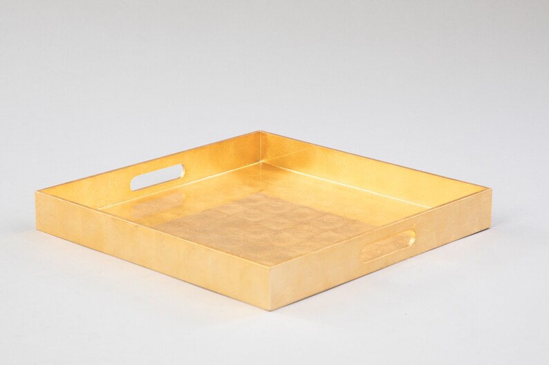 Gold Square Hand Lacquered Coffee Table Tray Ottoman Tray Etsy
