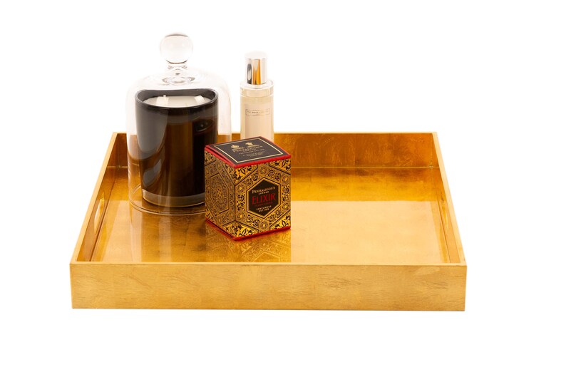 Gold Square Hand Lacquered Coffee Table Tray Ottoman Tray Etsy