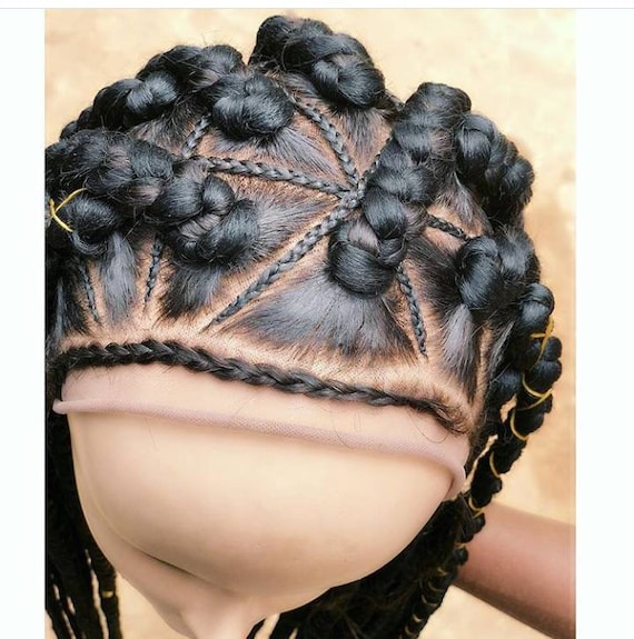 Sade Triangle African Braids with inbtwn cornrows Full 