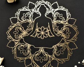 Maditation Foil stampa A4, Poster di meditazione, Disegno Mandala, Regalo benessere, Decorazioni per la casa, Arte murale