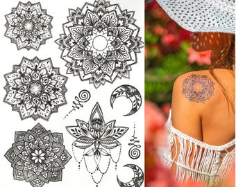 Temporary Tattoo, Mandala Tattoo, Sacred Geometry, Bachelorette Party, Boho Style