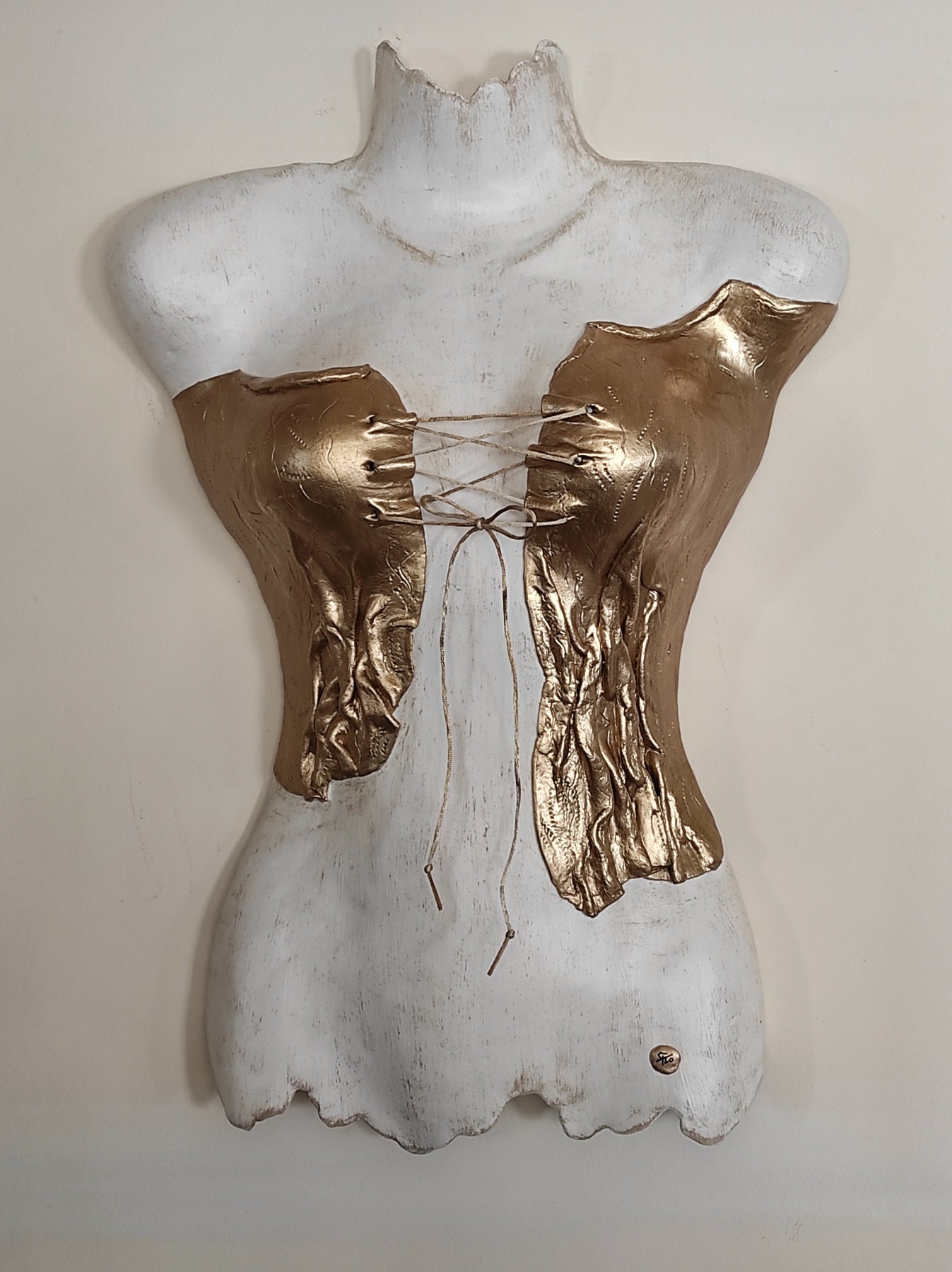 Life Size Μannequin Torso Sculpture L ceramic Corset female Bust
