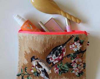 mother's day clutch, one of a kind, vintage french needlepoint