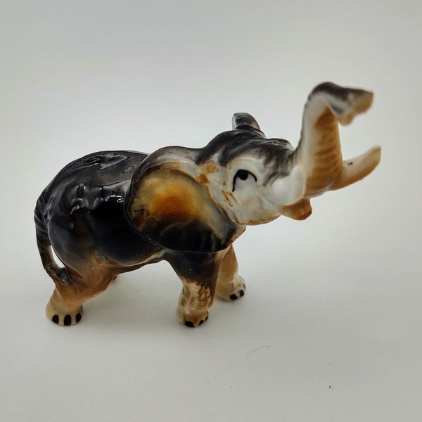 Bone China Miniature Elephant Figurine Trunk Up