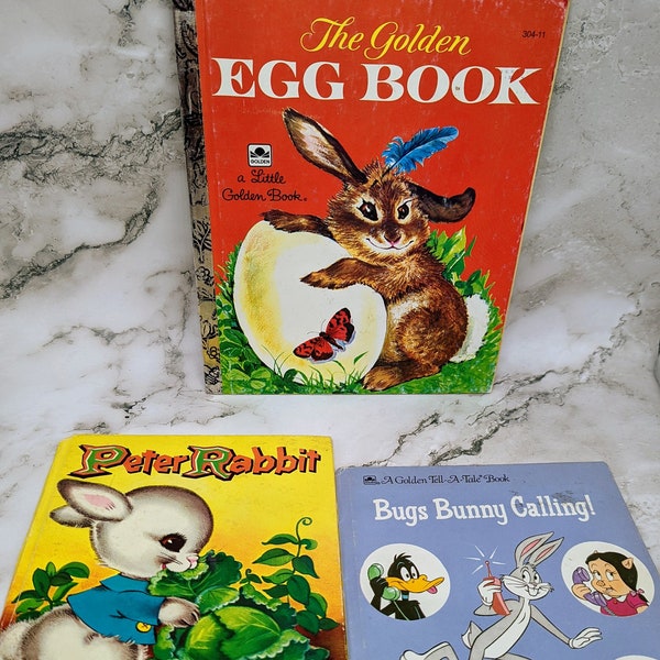 Vintage Goldenes Ei, Bugs Bunny, Peter Rabit Kinderbücher