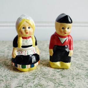 Vintage Dutch Boy and Girl Ceramic Figurine Pencil Sharpener Set