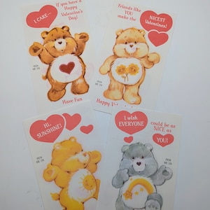 Vintage Care Bears Valentinstag Bügelkarten mit Umschlag NOS