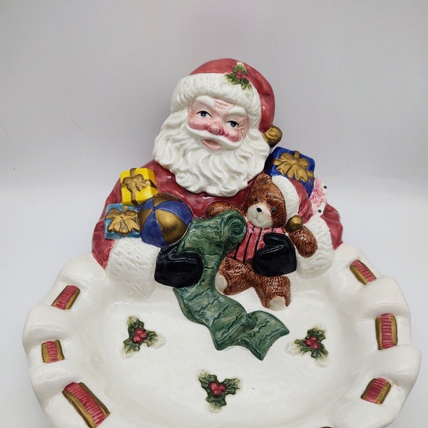 Fitz and Floyd Toyland Santa Christmas TIdbit Server in Box