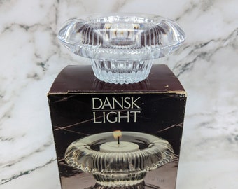 Vintage Dansk Fluted Round  Crystal Cup Candle Holder