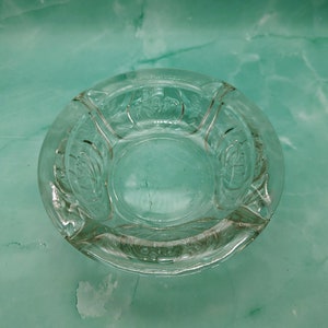 Vintage 6&quot; Clear Pressed Glass Roses Ashtray KIG Indonesia