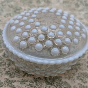 Anchor Hocking Moonstone Round Powder Box or Covered Trinket Box