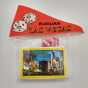 Mini cartas de jogar vintage, lembrança de Las Vegas com dados e pingente de feltro