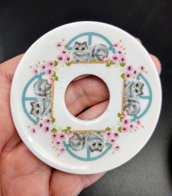 Vintage Ceramic Kitty Cat Taper Candle Wax Catchers Set/2 Etsy