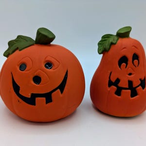 Vintage Pair of UCGC Halloween Smiling Jack O Lantern Figurines