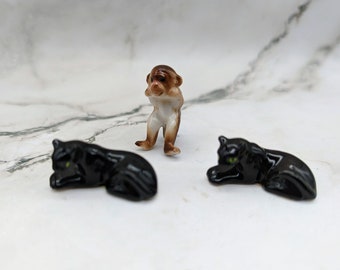 Vintage Bone China Miniature Black Panther or Monkey by Bug House