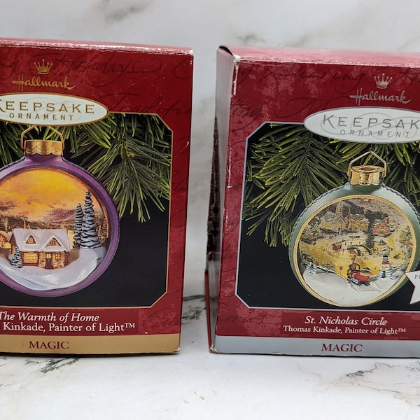 Hallmark Keepsake Thomas Kinkade The Warmth of Home or St. Nicholas Circle Lighted Ornament