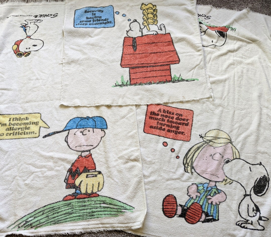 Vintage Set/3 Peanuts Snoopy Bath Towels by Stevens Etsy