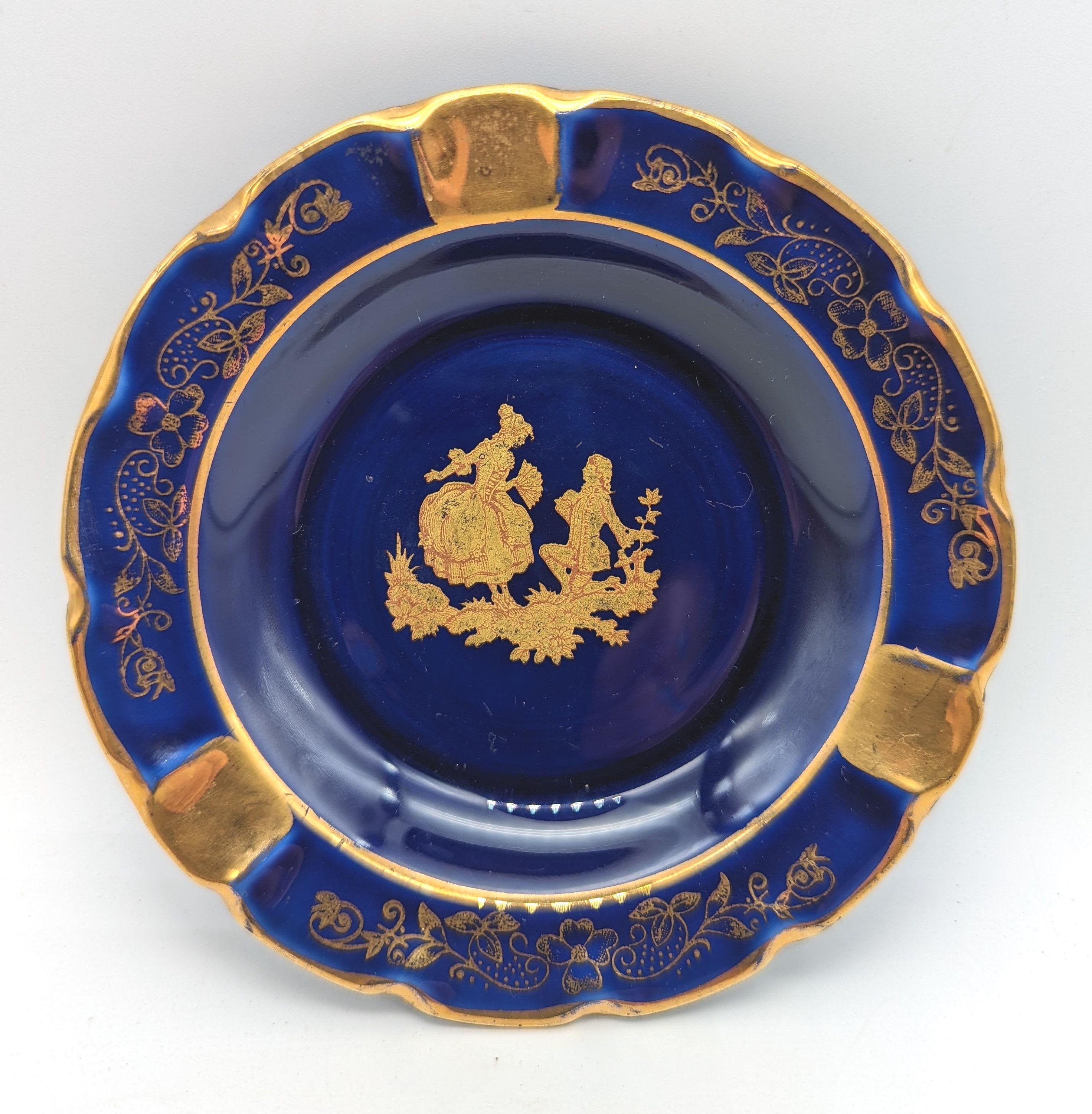 Limoges Porcelain Ashtray Dish Cobalt Blue Gold Courting Couple - Etsy