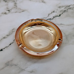 Vintage Peach Carnival Glass Round Ashtray