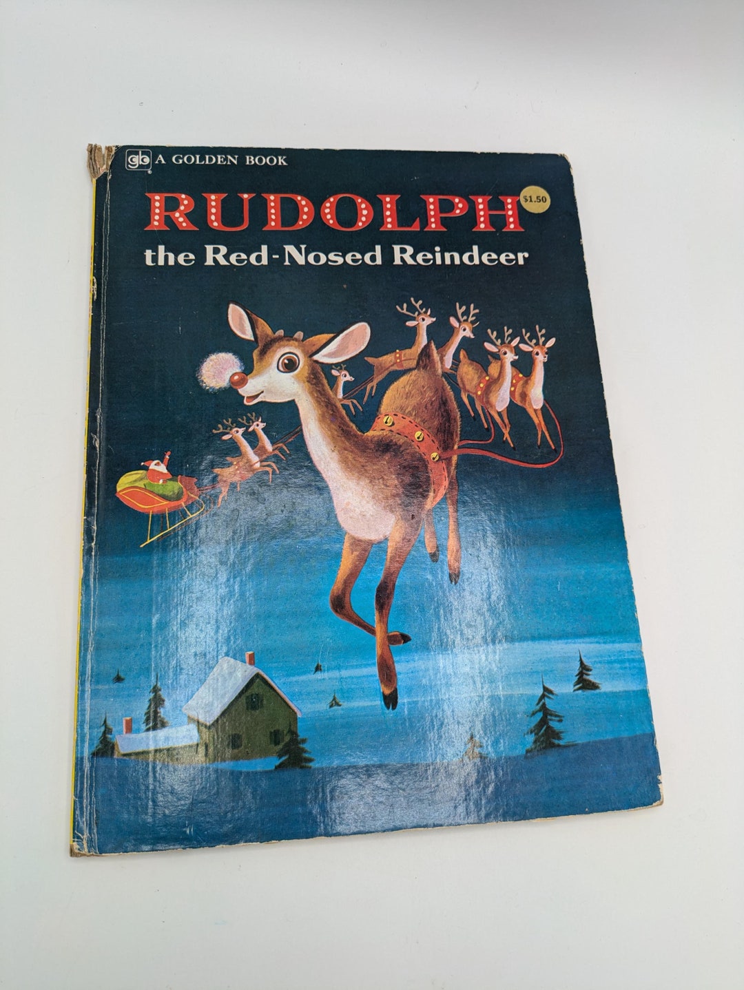 Vintage Rudolph the Red Nosed Reindeer Giant Golden Book - Etsy