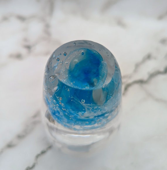 Blown Glass Blue Swirl with Bubbles Perfume Bottl… - image 7