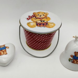 Vintage Enesco Lucy and Me Kleine Trinket Box Glöckchen oder Runde Dose mit Henkel 1979