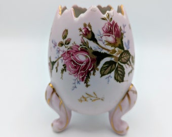 Vintage Napcoware Pink Hand Painted Cracked Egg 3 Footed Planter Vase