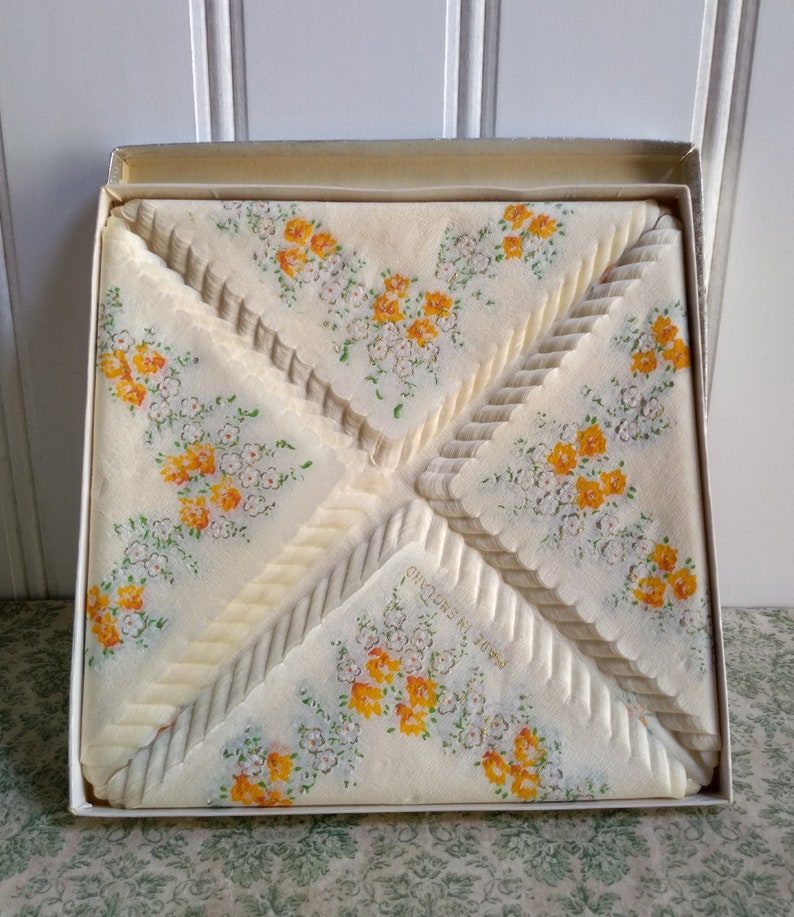 Vintage Paper HandkerchiefsNapkins 20 pieces Made In England Paper Hankies in Original Box