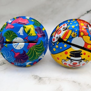 Vintage Set/2 Litho Tin Noisemakers New Years Clowns