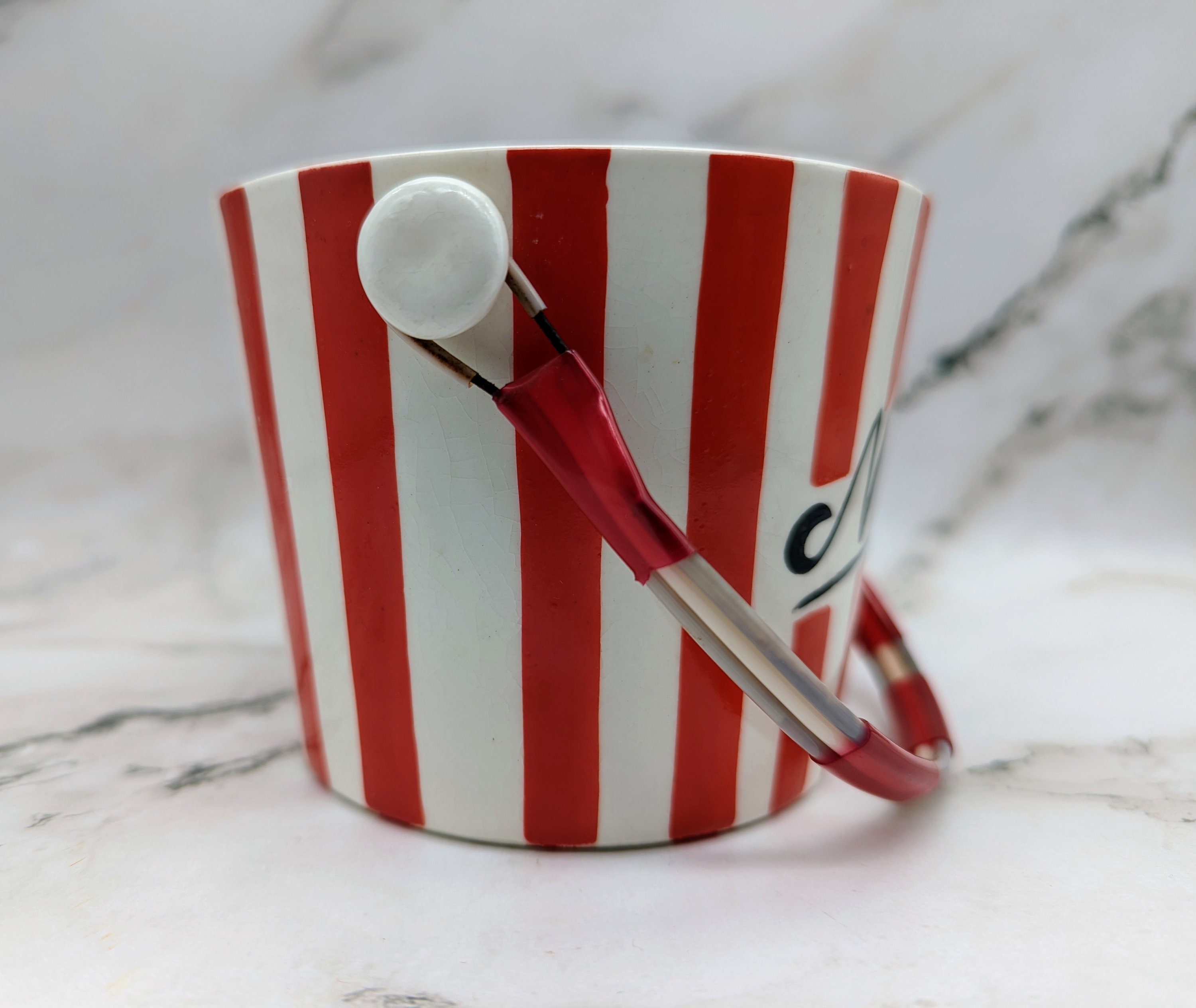 Vintage Yona Original 1957 Nuts Ceramic Serving Pail Red White