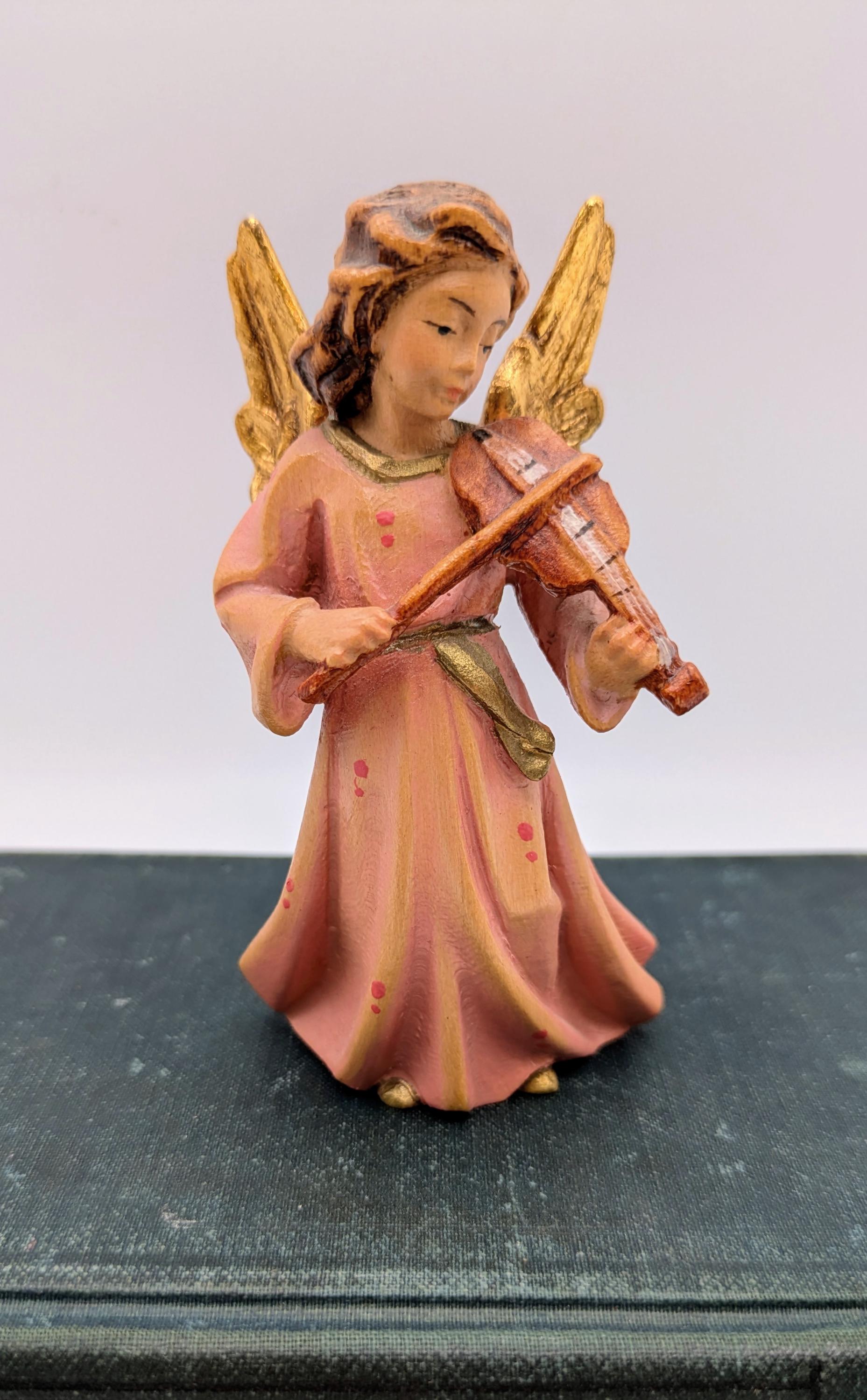 バイオリンを弾く手彫りの木製天使 - Etsy 日本