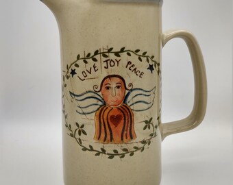 Vintage Otagiri Love Joy Peace Folkart Pitcher by Carol Endres