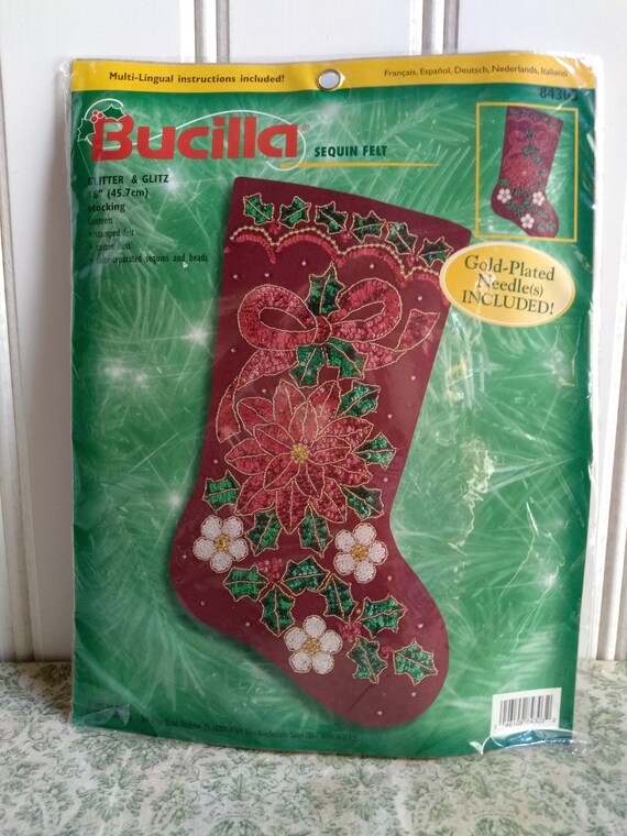 Download Bucilla Poinsettia Sequin Felt Christmas Stocking Glitter Etsy PSD Mockup Templates