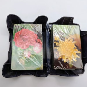 Vintage 2 Unopened Floral Stardust Playing Card Decks in Whitman Gray Plastic Folding Playing Card Holder