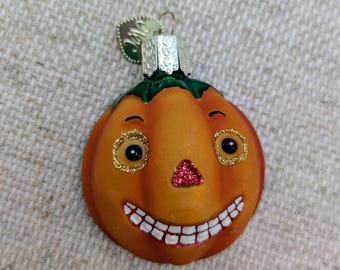 Olde World Christmas Jack O Lantern Mercury Glass Halloween Ornament