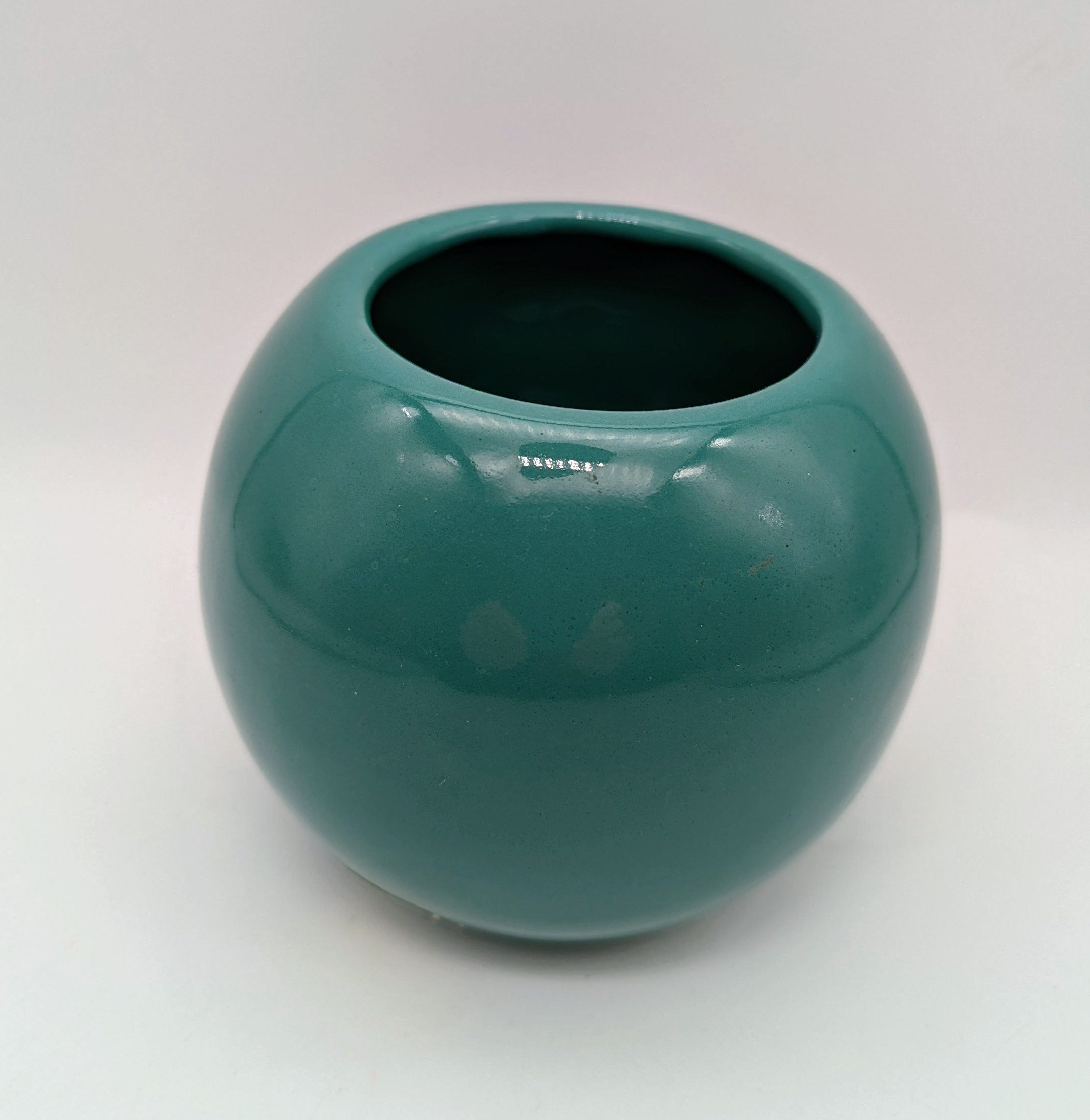 Haeger Floral Teal Green Orb Planter or Vase