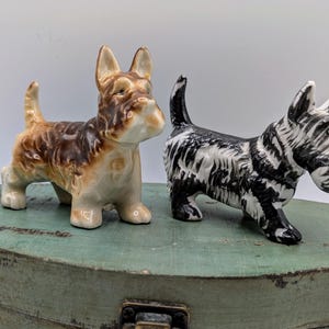 Vintage Black and White or Brown Scottie Dog Terrier Ceramic Figurine