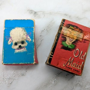 Vintage miniatuur oude meid of poedel speelkaarten